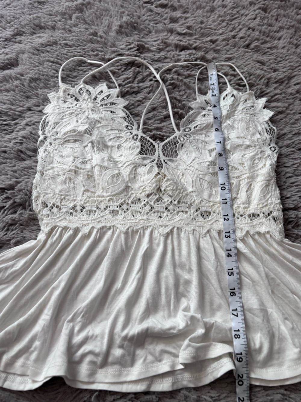 Lace Crochet Peplum Cami Top - White size Large - Picture 4 of 8